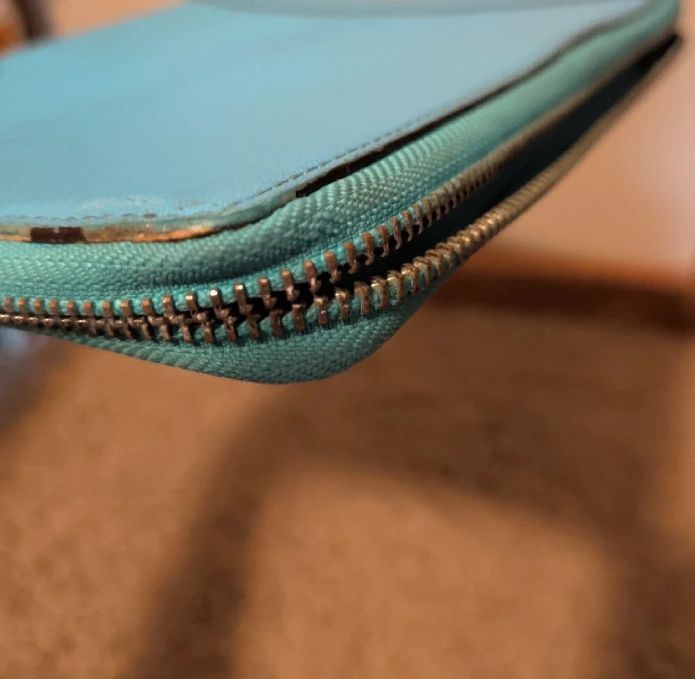 Coach Light Turquoise Leather Zip Tablet Case